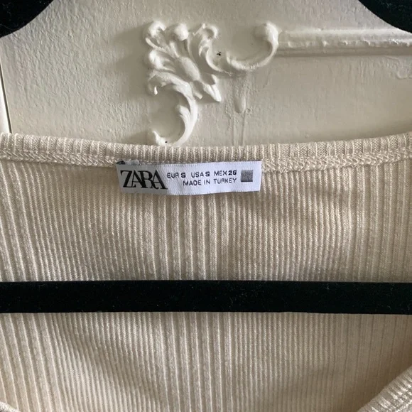 Zara Cream Ribbed Crop Top - Picture 3 of 3